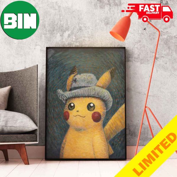 Pokemon x Van Gogh Museum Pikachu Portrait Inspired By Van Gogh Self Portrait Poster Canvas