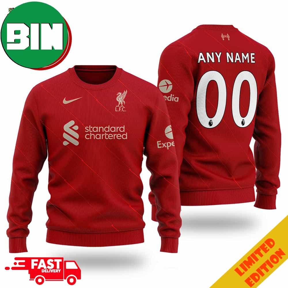 Primier League Liverpool FC Custom Name And Number Ugly Sweater