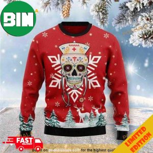 Red Christmas Patterns Sugar Skull Nurse 3D Funny Ugly Sweater
