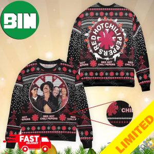Red Hot Chili Peppers Logo Christmas 2023 Snowflakes Pattern Xmas Gift Ugly Sweater