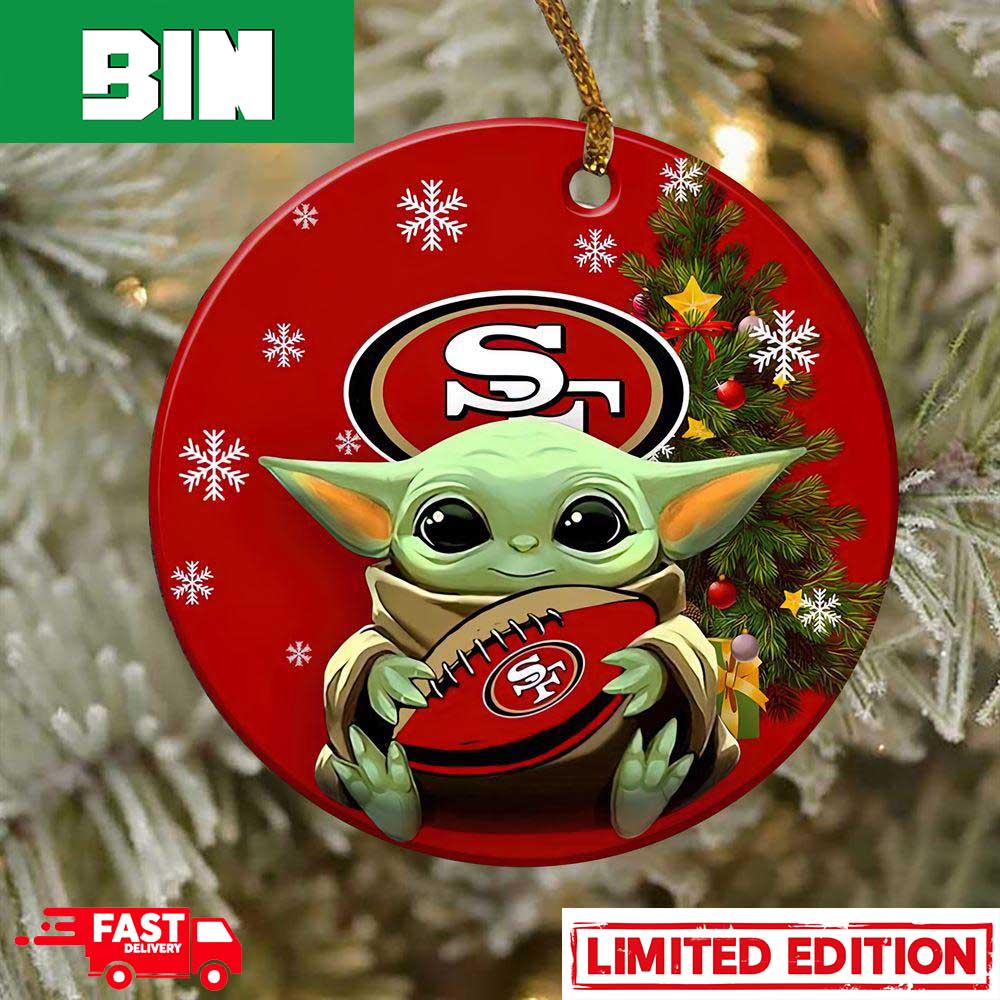 San Francisco 49ers Baby Yoda NFL Christmas Ornament Cute