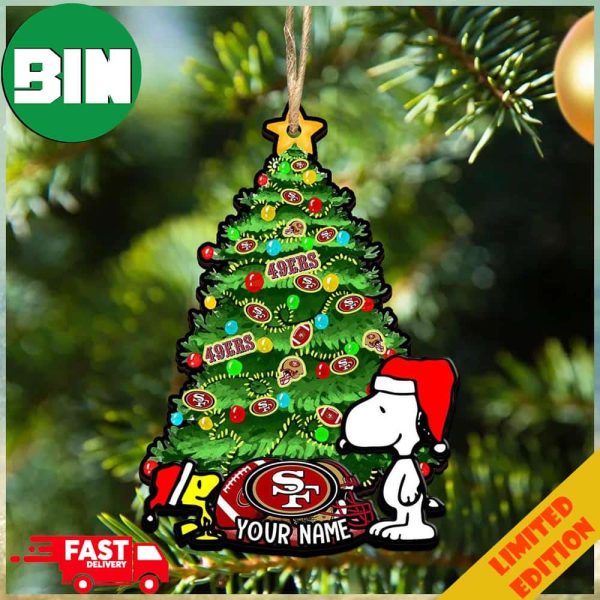 San Francisco 49ers Customized Your Name Snoopy And Peanut Ornament Christmas Gifts For NFL Fans