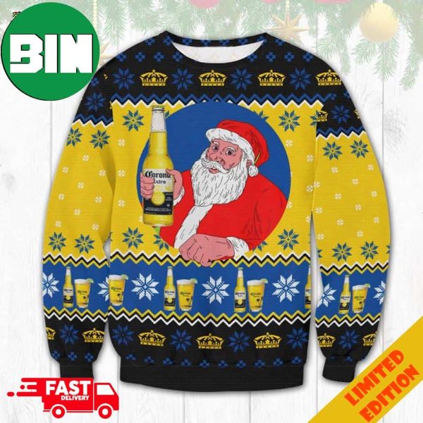 Santa Drink Corona Extra Xmas 2023 Holiday Ugly Christmas Sweater