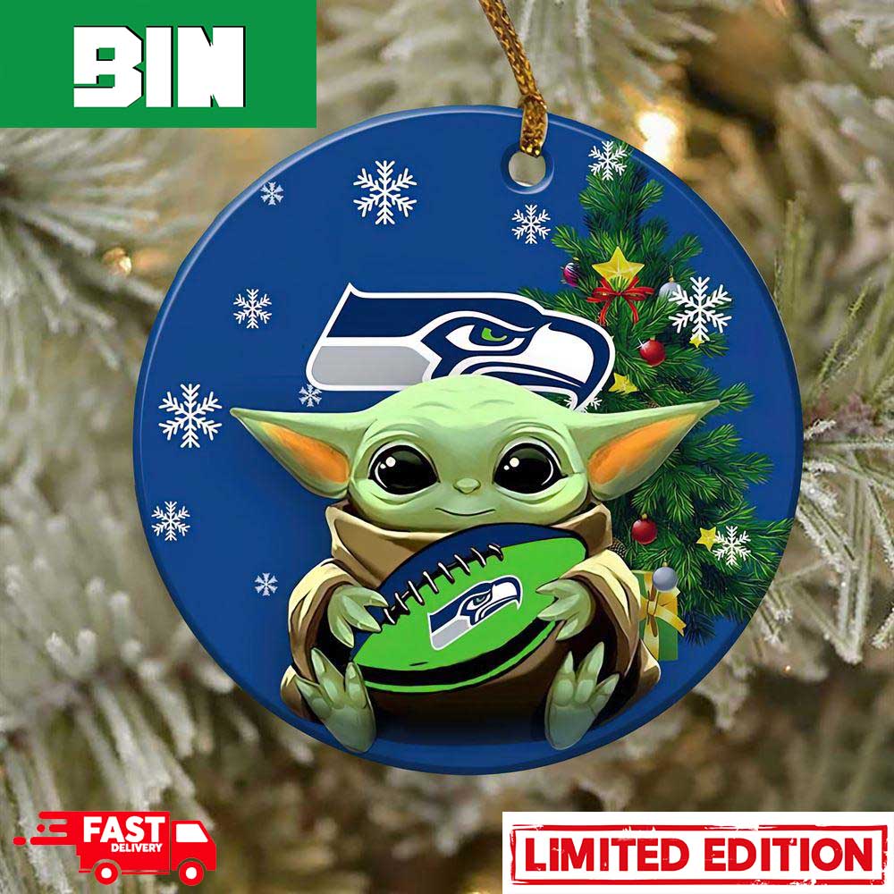 Seattle Seahawks Baby Yoda NFL Christmas 2023 Christmas Tree Decorations Ornament