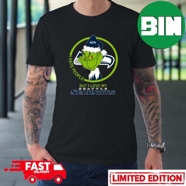 Seattle Seahawks NFL Christmas Grinch I Hate People But I Love My Favorite Football Team T-Shirt