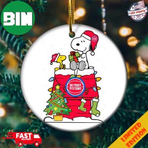 Snoopy And Woodstock Christmas Gift For Fans Detroit Pistons NBA Xmas Tree Decorations Ornament