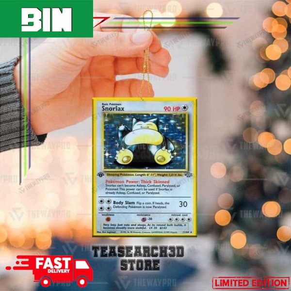 Snorlax Pokemon Card Christmas Hanging Tree Decorations 2023 Ornament