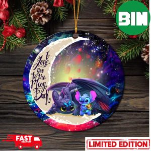 Stitch And Toothless Love You To The Moon Galaxy Perfect Gift For Holiday Christmas Tree Ornament