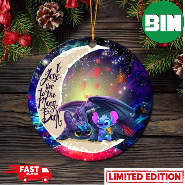 Stitch And Toothless Love You To The Moon Galaxy Perfect Gift For Holiday Christmas Tree Ornament