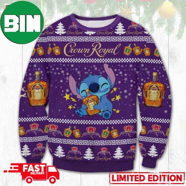 Stitch Hug Crown Royal Ugly Christmas Sweater