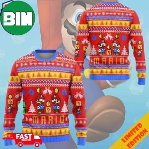 Super Mario Mario Character For Kids Holiday 2023 Xmas Ugly Sweater