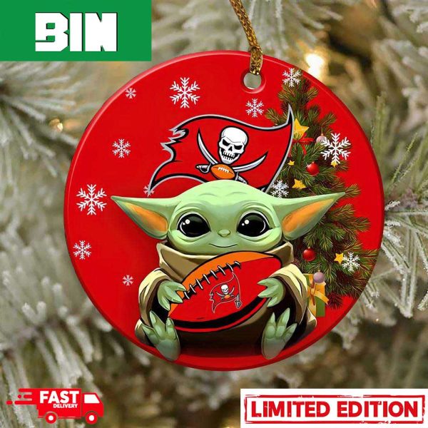 Tampa Bay Buccaneers Flag Baby Yoda NFL Christmas 2023 Christmas Tree Decorations Ornament
