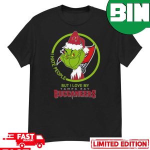 Tampa Bay Buccaneers NFL Christmas Grinch I Hate People But I Love My Favorite Football Team T-Shirt