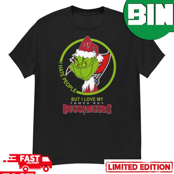 Tampa Bay Buccaneers NFL Christmas Grinch I Hate People But I Love My Favorite Football Team T-Shirt