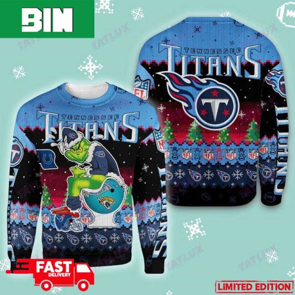 Tennessee Titans Grinch Toilet 3D Xmas 2023 Gift For Fans Ugly Christmas Sweater