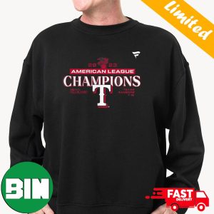 Texas Rangers Fanatics Branded American League Champions Locker Room MLB 2023 World Series T-Shirt