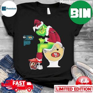 The Grinch Arizona Cardinals Shit On Toilet SF 49ers And Other Teams Christmas Funny T-Shirt