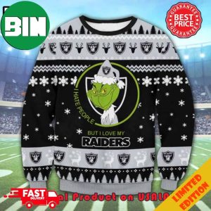 The Grinch x Las Vegas Raiders NFL Santa Hat Ugly Christmas Sweater For Men And Women