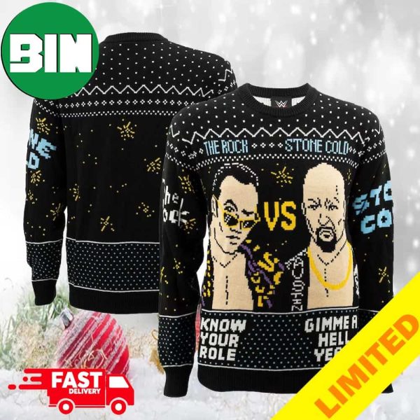 The Rock vs Stone Cold Steve Austin Holiday 2023 WWE Christmas Ugly Sweater