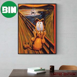 The Scream Art Style For Garfield With Spider Halloween 2023 Home Decor Poster Canvas