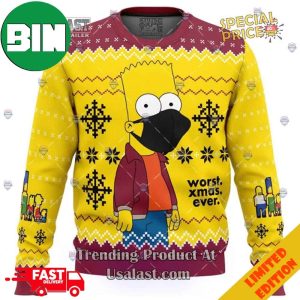 The Simpsons Bart Simpson Worst Xmas Ever Christmas 2023 Ugly Sweater