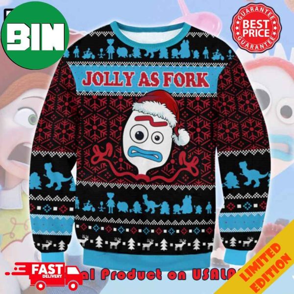 Toy Story Jolly As Fork Snowflakes Pattern Holiday 2023 Ugly Sweater