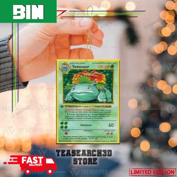 Venusaur Pokemon Rare Card Christmas Tree Decorations 2023 Holiday Ornament