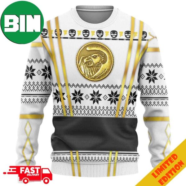 White Ninja Mighty Morphin Power Rangers Christmas 2023 Gift Ugly Sweater