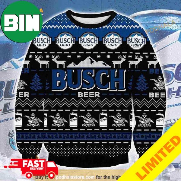 3D Busch Beer Print Xmas Funny 2023 Holiday Custom And Personalized Idea Christmas Ugly Sweater