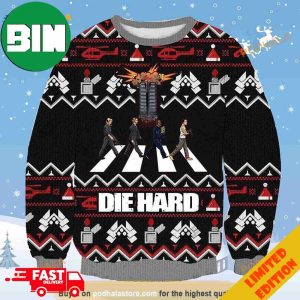3D Die Hard Four Men Walk Abbey Road 2023 Gift Xmas Funny Ugly Sweater