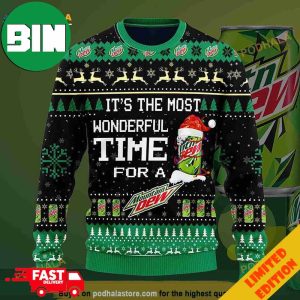 3D Most Wonderful Time For A Mountain Dew Christmas Funny Ugly Sweater For Men And Women