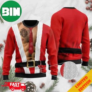 6 Packs Body With Firefighter Tattoo For Firefighters Ugly Christmas Sweater For Men And Women