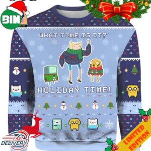 Adventure Time Christmas Time What Time Is It Holiday Time Ugly 3D Sweater For Men And Women