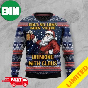 Ain’t No Law When Drinking Beer Xmas Funny 2023 Holiday Custom And Personalized Idea Christmas Ugly Sweater