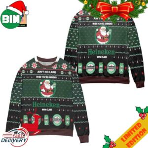 Ain’t No Laws When Youre Drinking Heineken With Claus Ugly Christmas Sweater For Men And Women