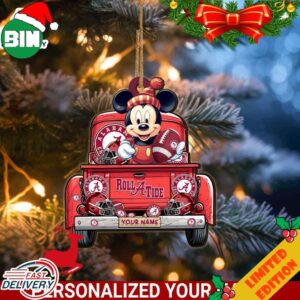 Alabama Crimson Tide Mickey Mouse Ornament Personalized Your Name Sport Home Decor