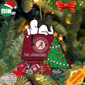 Alabama Crimson Tide Snoopy Christmas NCAA Ornament Custom Name