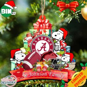 Alabama Crimson Tide Snoopy Christmas NCAA Ornament Personalized Your Family Name