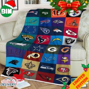 All NFL Teams Logo Home Decor Fleece Blanket