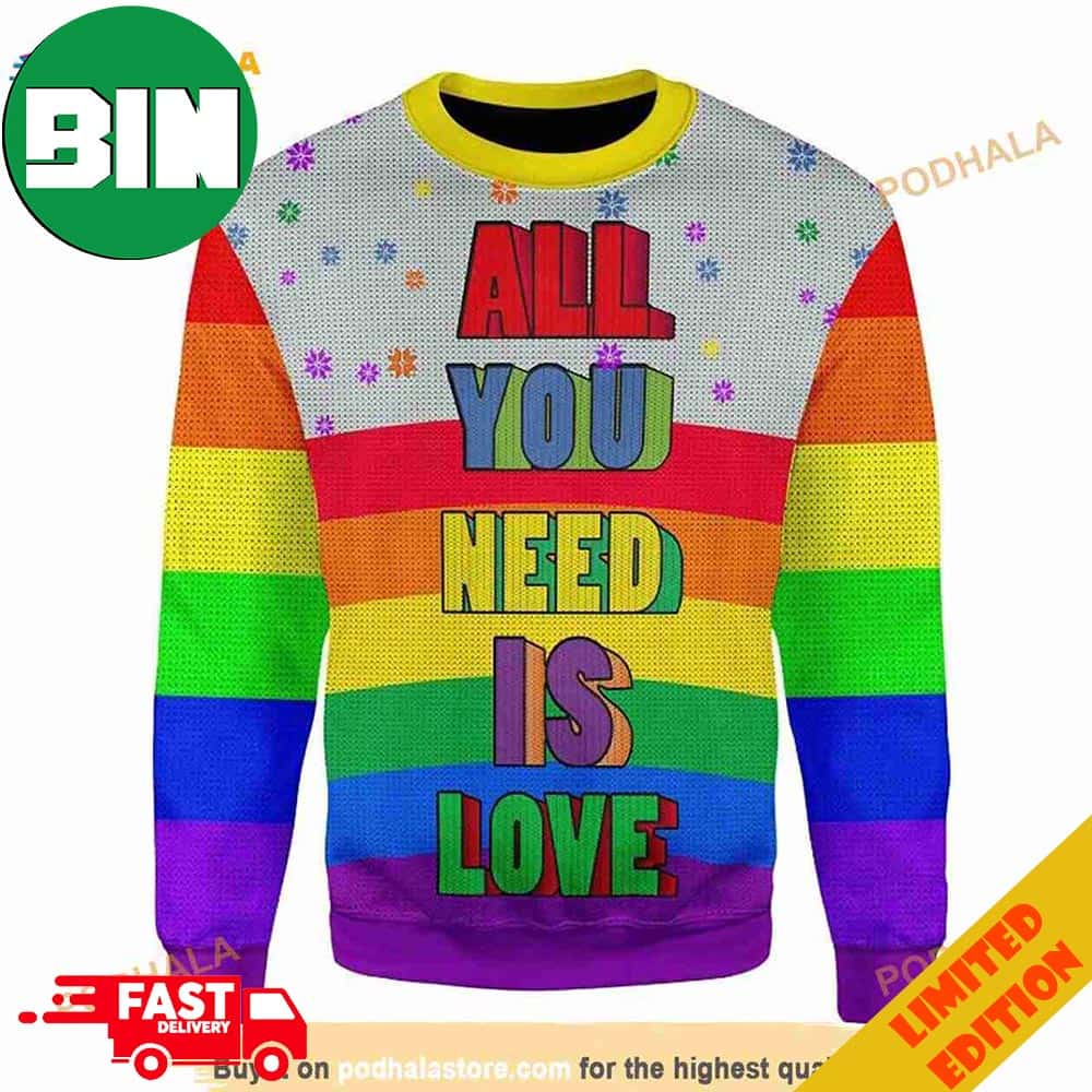 All i want shop is love jumper rainbow