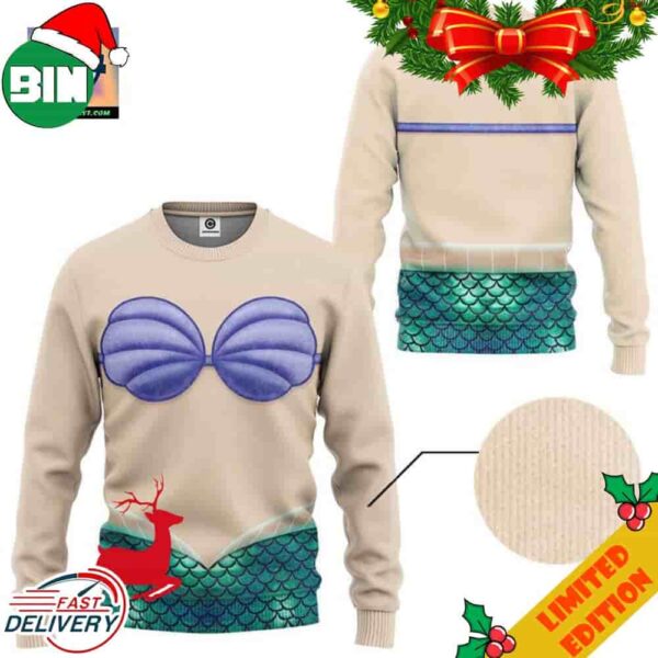 Ariel The Little Mermaid Costume Disney Ugly Sweater For Men And Women