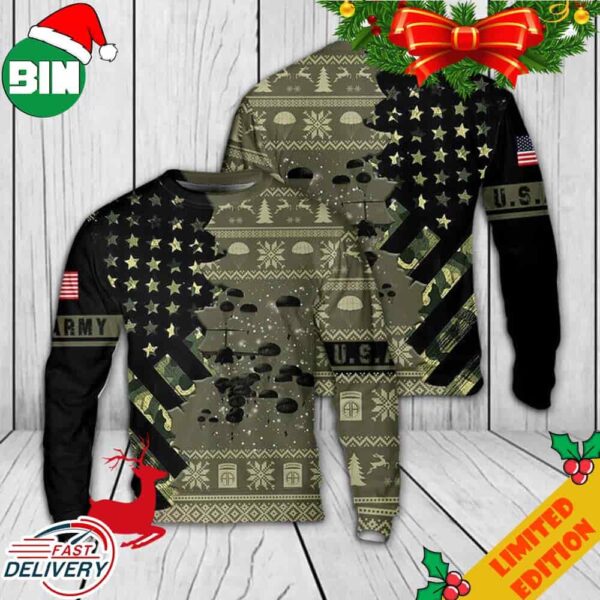 Army Paratroopers Airborne Division Parachute Ugly Christmas Sweater