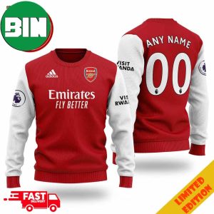 Arsenal FC Personalized Custom Name And Number Holiday 2023 Xmas Ugly Sweater