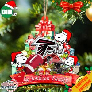 Atlanta Falcons Snoopy And NFL Sport Ornament Personalized Your Family Name