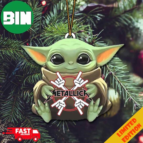 Baby Yoda Hug Metallica Fingers Logo 2023 Tree Decorations Ornament