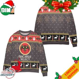 Bacardi Select Reindeer Snowflake Pattern Ugly Christmas Sweater For Men And Women