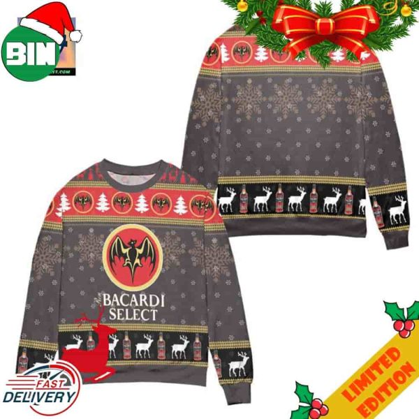 Bacardi Select Reindeer Snowflake Pattern Ugly Christmas Sweater For Men And Women