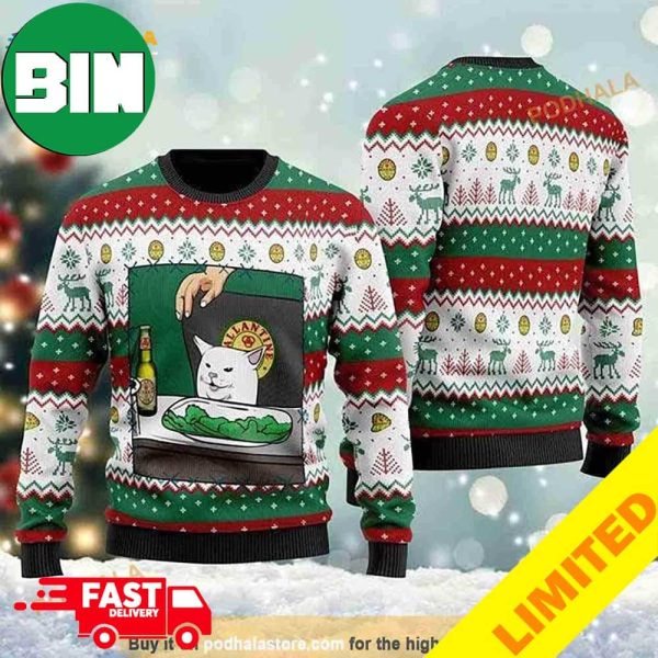 Ballantine Beer Cat Meme Xmas Funny 2023 Holiday Custom And Personalized Idea Christmas Ugly Sweater