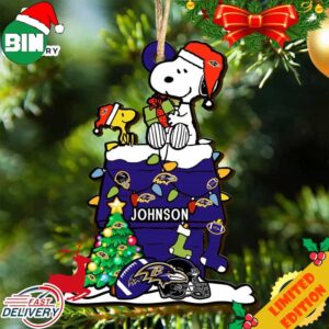 Baltimore Ravens Snoopy NFL Christmas Ornament Personalized Your Name
