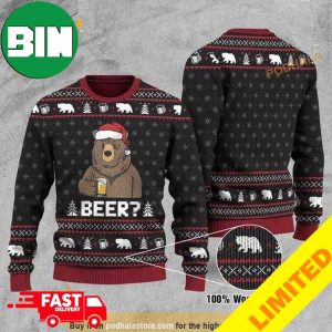 Bear With Beer Christmas 3D Funny Xmas Funny 2023 Holiday Custom And Personalized Idea Christmas Ugly Sweater